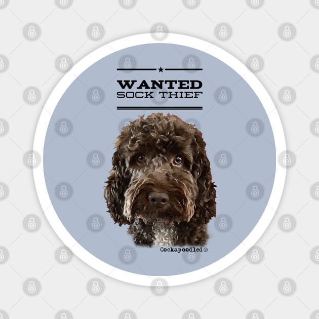 Cockapoo / Doodle Dog Sock Thief Magnet by WoofnDoodle 